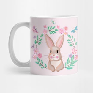 Cute bunny with butterflies and dragonfly Mug